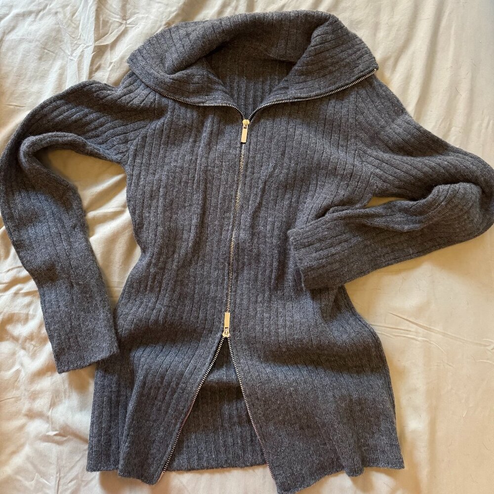 Grey Zip Up Collared Sweater